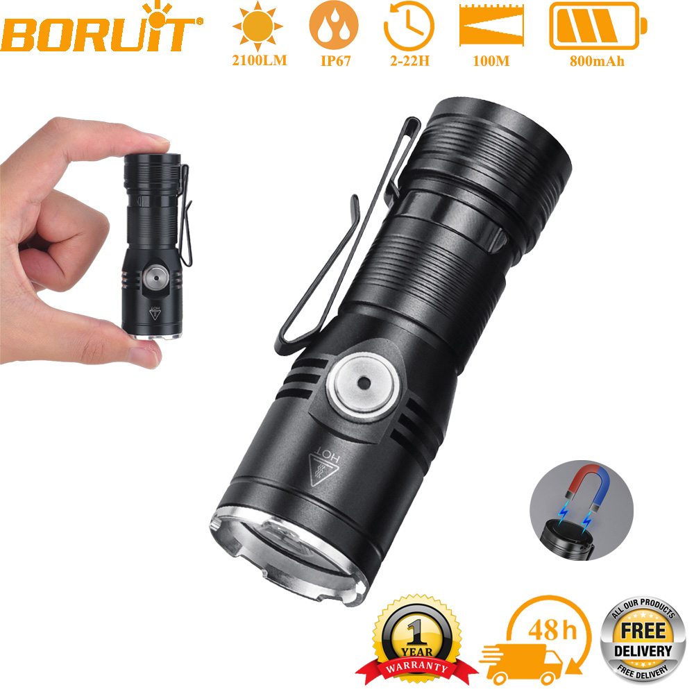 Outdoor Camping Decor - BORUiT ET15 EDC Flashlight Ultra Bright