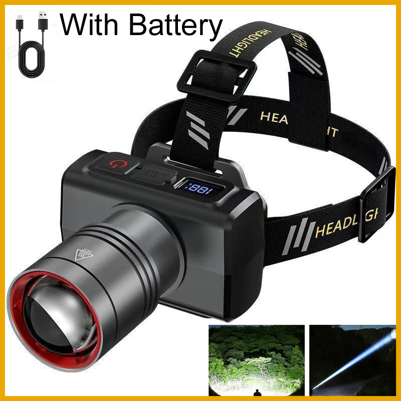 Outdoor Camping Decor - 2026 LED digital Rechargeable Headlamp Super