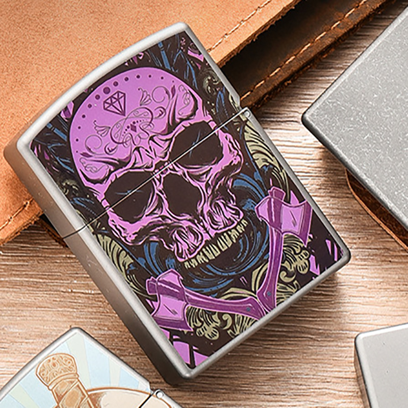 Outdoor Windproof Lighter - Pink Skull Titanium Alloy Lighter Shell