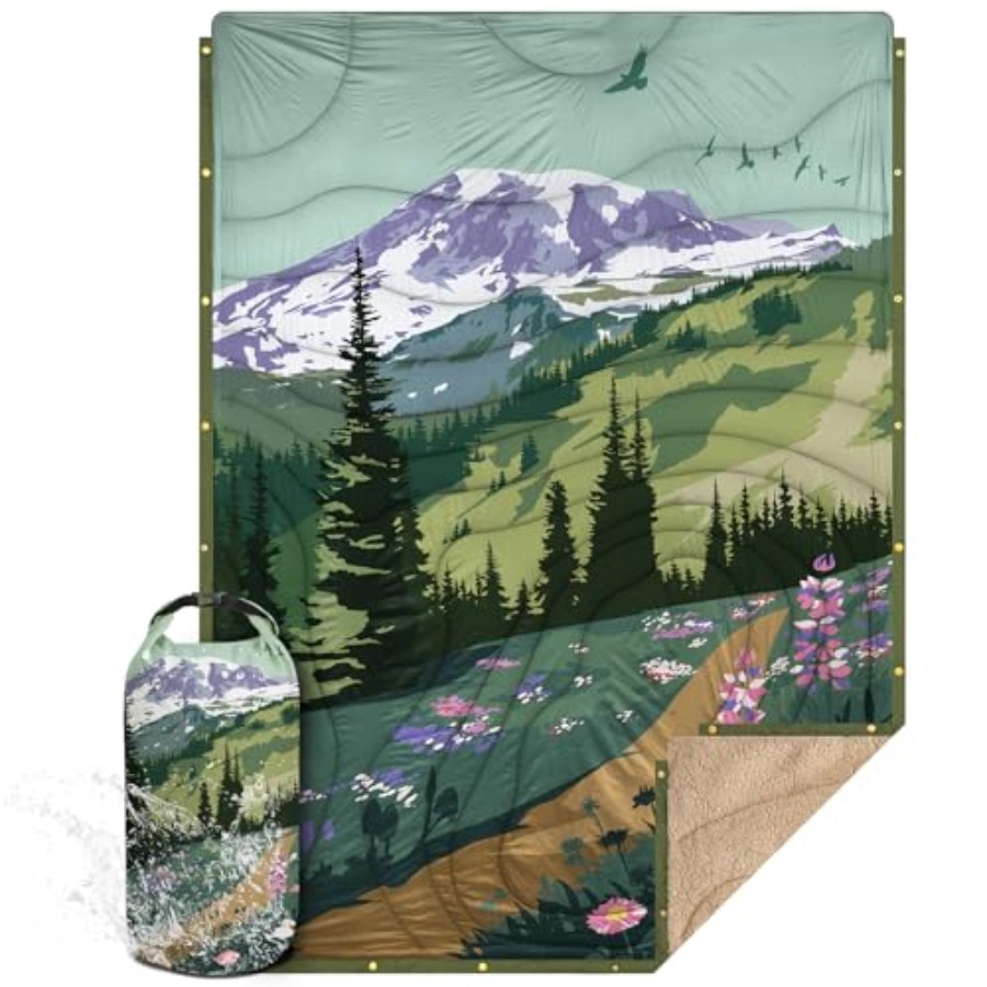 Outdoor Camping Blanket - Outdoor Campg Blanket with Sherpa Lg,