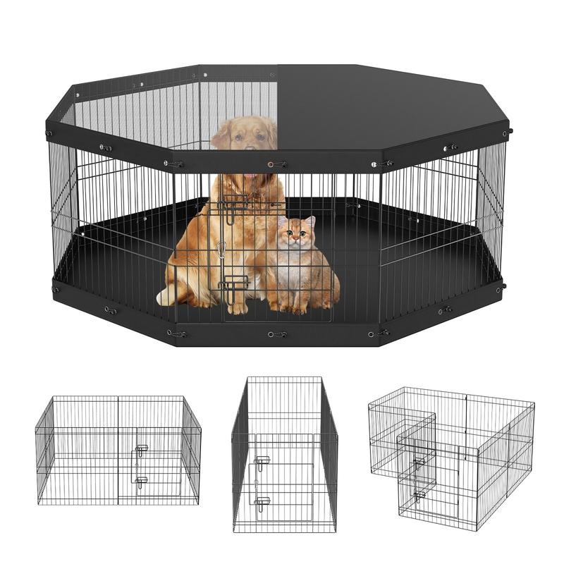 Outdoor Camping Dog Kennel - Dog Playpen, 8 Panels Foldable Metal