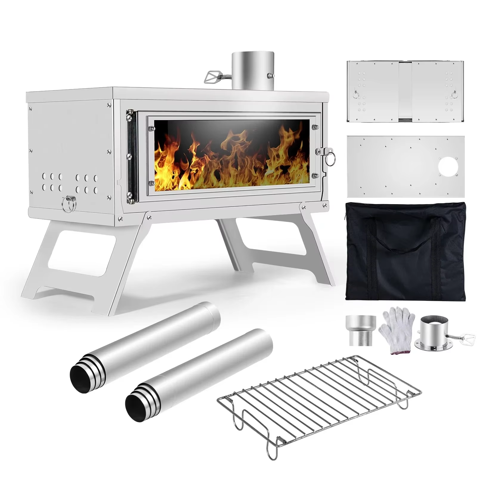 Outdoor Camping Wood Burning Stove - CHANGE MOORE Portable Outdoor Folding Secondary