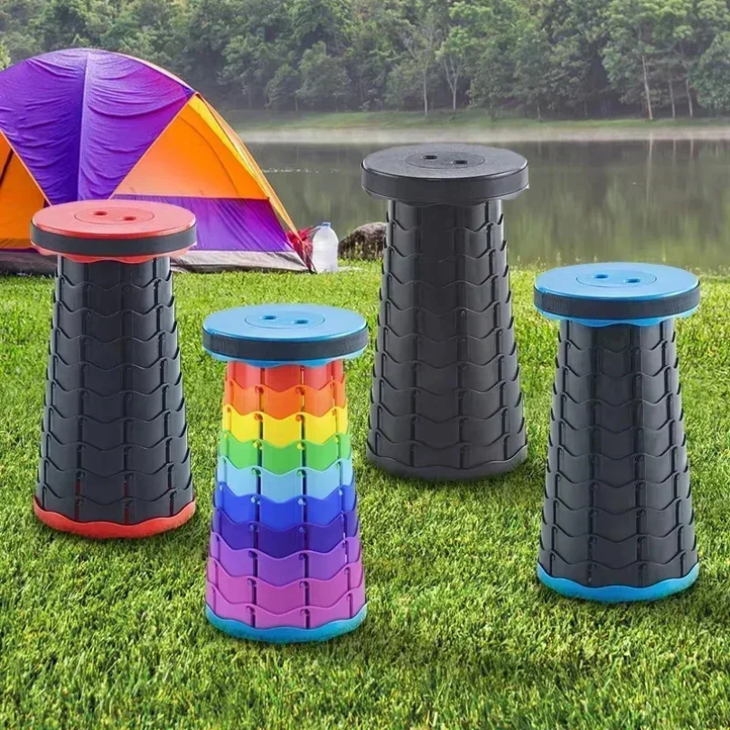 Outdoor Camping Folding Chair - Portable Plastic Folding Telescopic Chair, Lightweight