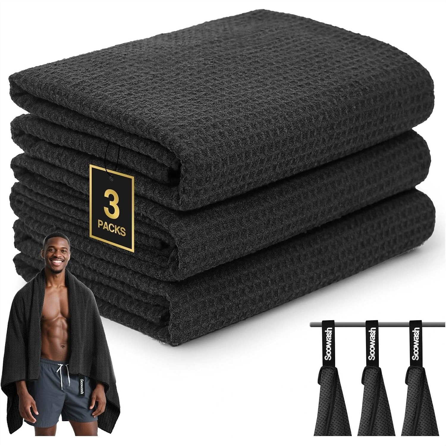 Camp Towel Microfiber - Microfiber Sweat Towel 3 Pack Quick