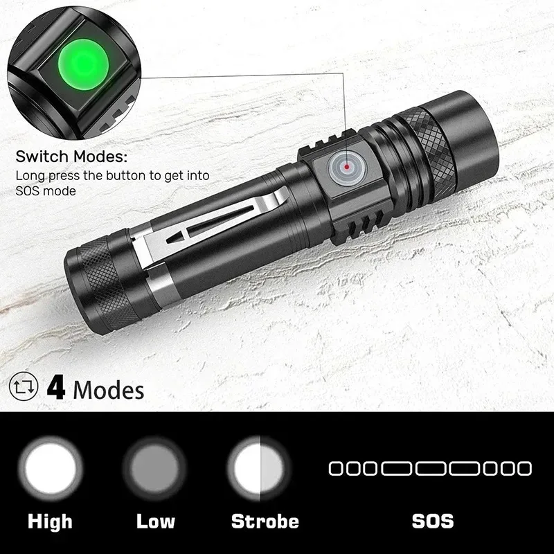 Rechargeable T6 Handheld Flash - Outdoor Camping Decor incelemesi ve fiyatı