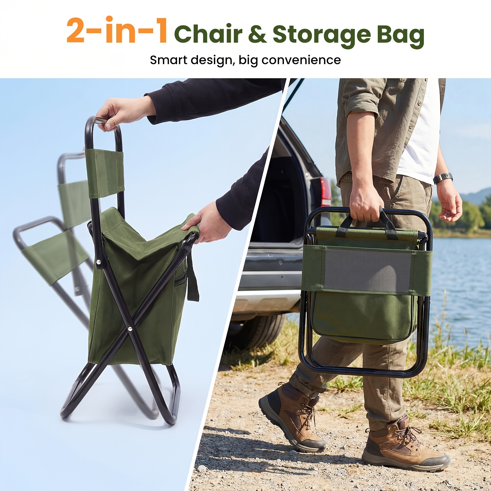 2 in 1 Camping Chair with Larg - Outdoor Camping Folding Chair incelemesi ve fiyatı