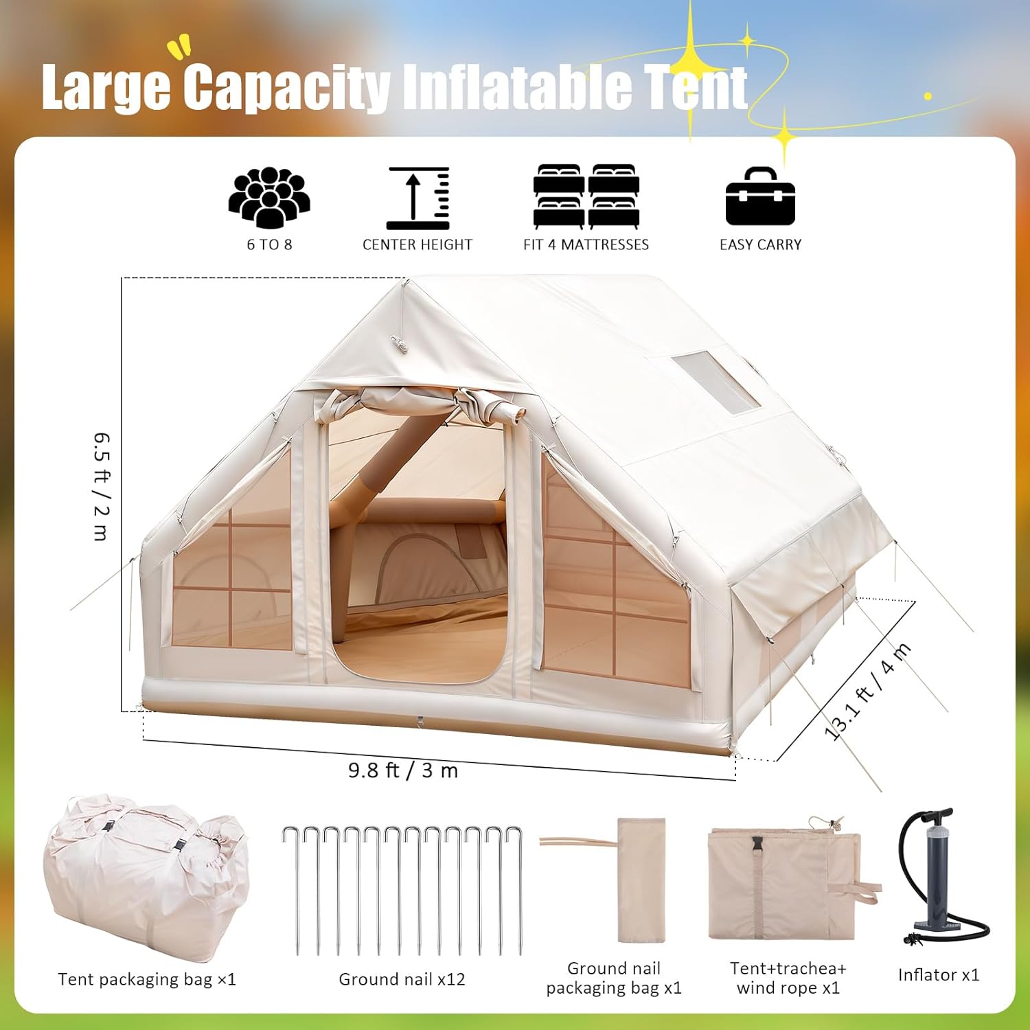 6-8 Person Inflatable Camping  - Outdoor Camping Tent Waterproof incelemesi ve fiyatı