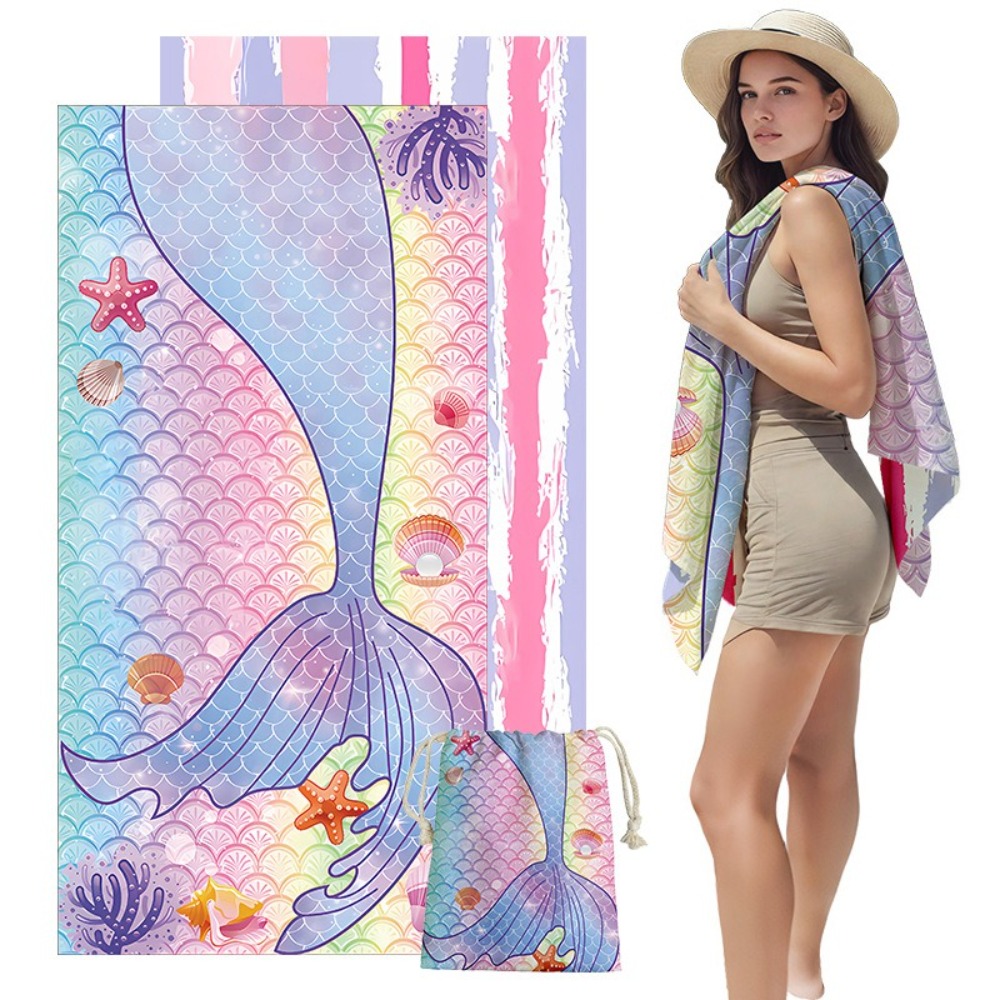 Fish Tail Print Beach Towels a - Camp Towel Microfiber incelemesi ve fiyatı